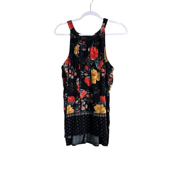 Torrid Goddess Floral Textured Stretch Rayon Tank Women's 1/14-16 Black Multi - Picture 2 of 8